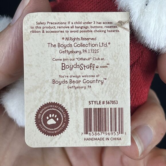 Boyds Bears 4” Mini Christmas Bear Red Sweater with Christmas Tree Vintage Gift - Picture 6 of 12